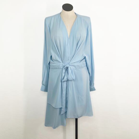 NWT City Chic Shibara Wrap Blouse Blue Asymmetrical Tunic Top Work Size 24 - Picture 1 of 16